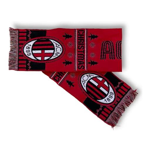 ACM 1899 ac milan sciarpa ufficiale christmas, limited edition per natale, jacquard, acrilico, nero, rosso, taglia unica