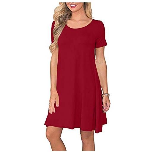 EFOFEI donna shirt dress abito estivo casual a manica corta rosso xxl