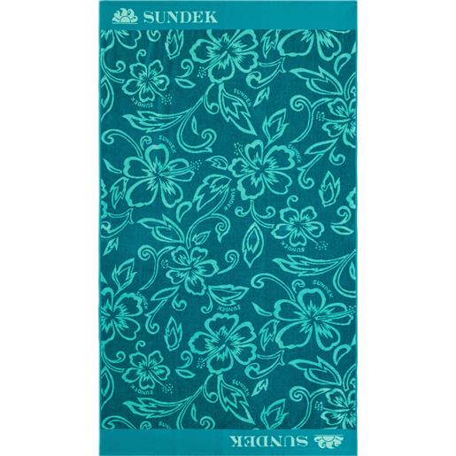 SUNDEK telo in spugna jacquard con fantasia hibiscus mare