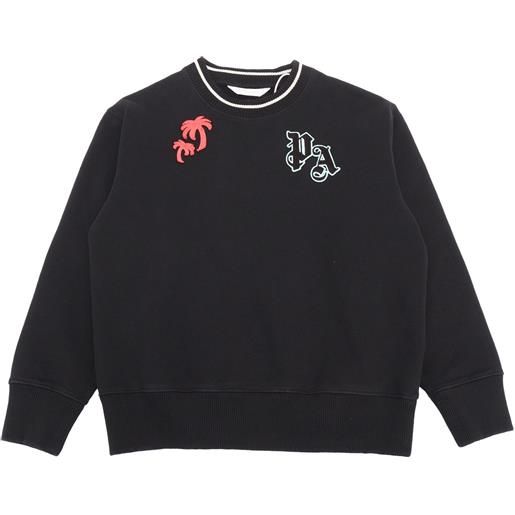 PALM ANGELS KIDS palms curved logo reg. Crew black butter