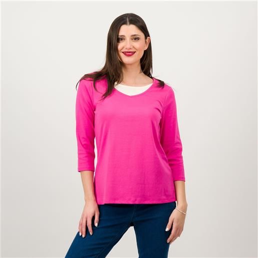 Isaac Mizrahi Live! maglia in cotone con scollo effetto doppio
