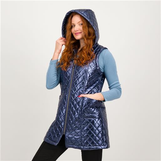 Officina della Moda piumino smanicato trapuntato lucido con cappuccio