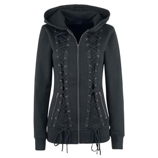 Forplay RED By EMP Giacca Lunga In Felpa Con Cappuccio Per Donna, Nero, Taglia 5XL, 60% Cotone 40% Poliestere