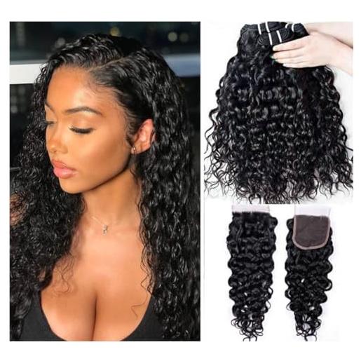 Vanmast tessitura brasiliana ricci con chiusura a onda d'acqua capello bundle umani tessitura lotto capelli umani brasiliani ricci in lotto