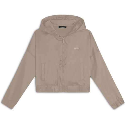 Freddy felpa corta con cappuccio e zip in tessuto effetto seta