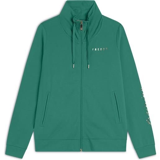 Freddy felpa zip collo alto con dettagli floreali e stampa su manica