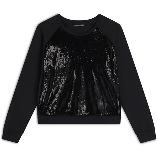 Freddy felpa corta con paillettes sul fronte e scollo girocollo