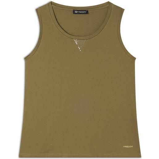 Freddy canotta regular fit in jersey con inserto paillettes