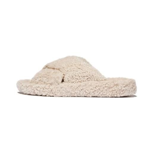 Fitflop iqushion d-luxe-ciabatte imbottite con croce, sandali donna, rosa, 38 eu