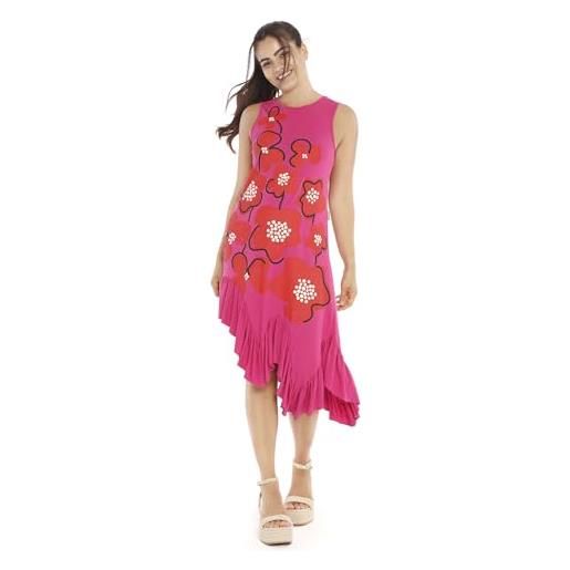 Mamatayoe vestito passiflora per donna, scollo rotondo, rosa, taglia m