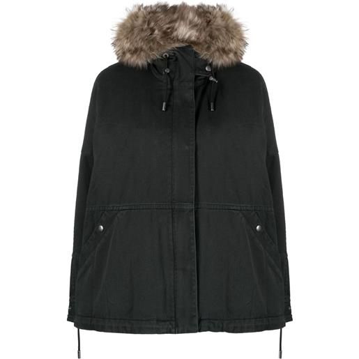 Yves Salomon parka imbottito con cappuccio rimovibile - blu