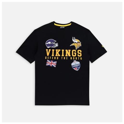 New Era nfl games collegiate - maglietta oversize dei minnesota vikings, colore nero