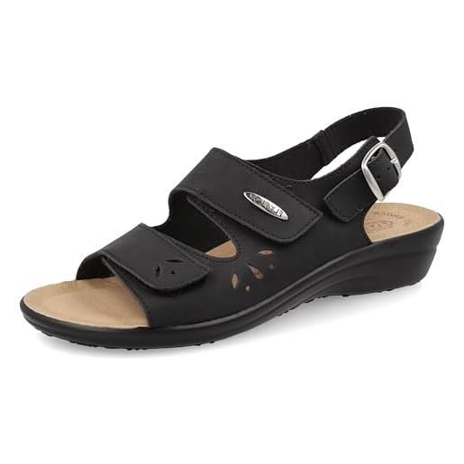 Fly Flot badia, ciabatte donna in ecopelle, aperte con doppio strappo regolabile, sottopiede anti-shock in pelle, blu, 37, sandali eu