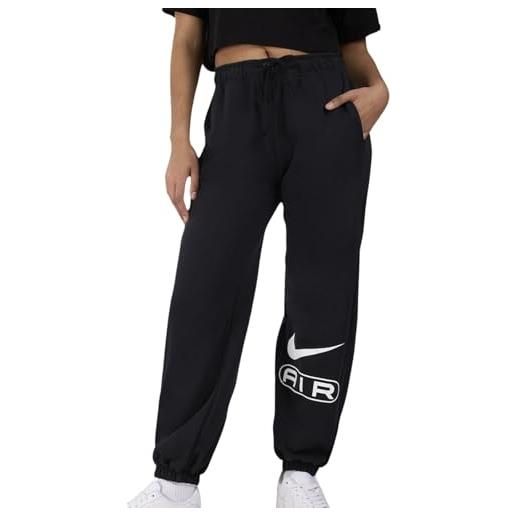 Nike air - pantaloni da jogging da donna a vita medio alta in pile, taglia l, colore: nero/bianco, nero/bianco, l