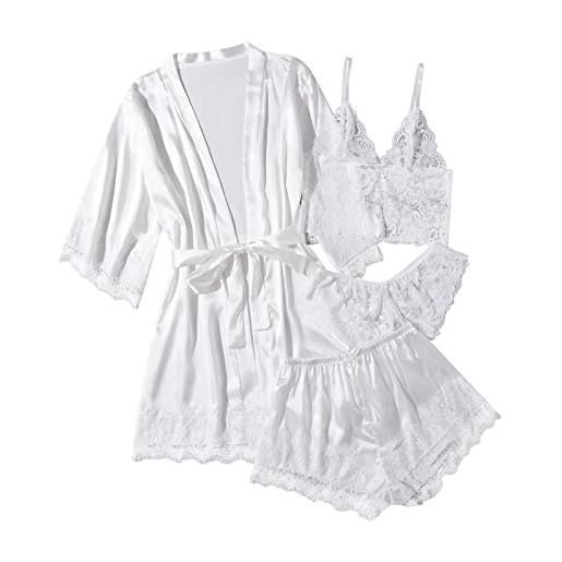 Negligee - Abito da notte in raso con vestaglia, da donna, sexy