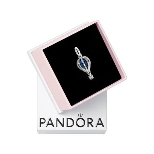 PANDORA pendente a forma di mongolfiera in argento con cristallo blu chiaro di luna incastonato