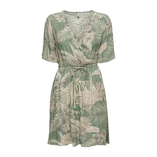 ONLY onlpalina life 2/4 wrap dress ptm vestito avvolgente, verde, s donna