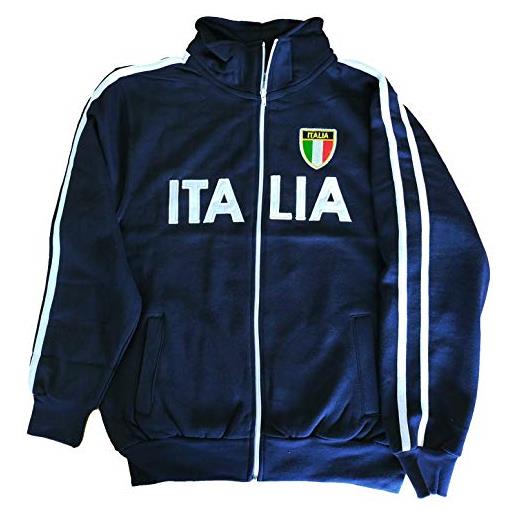 PASSAPAROLA felpa italia uomo small con zip lunga, con la scritta italia e lo scudetto ricamati, cotone 75% , poliestere 25% , con tasche laterali, 280 gr/m2, disponibile in due colori, dalla s alla xxl. 