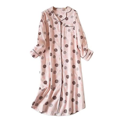 DSKK camicia da notte donna maniche lunghe cotone flanella plaid scozzese pigiama abbottonato pigiama da donna (5#, xxl)