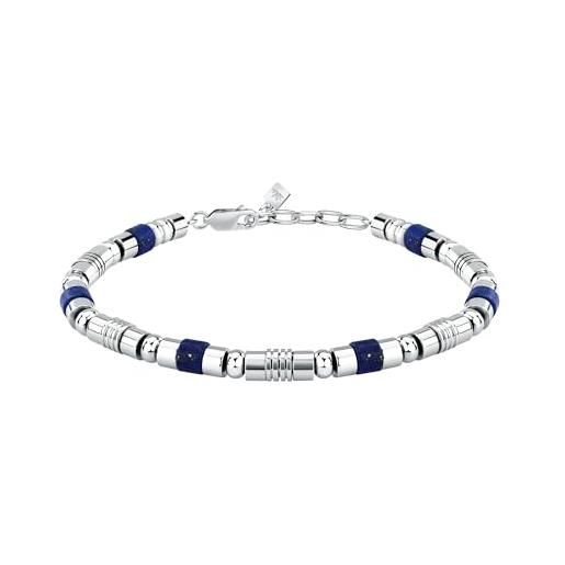 Morellato bracciale uomo in acciaio, lapislazzuli, collezione pietre - s1741