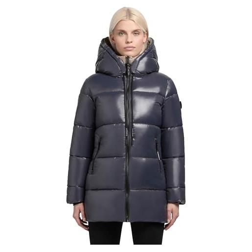 Khujo grana-ym - cappotto invernale corto da donna, con cappuccio, effetto lucido, taglie xs-xxl, dark cloud blue, s