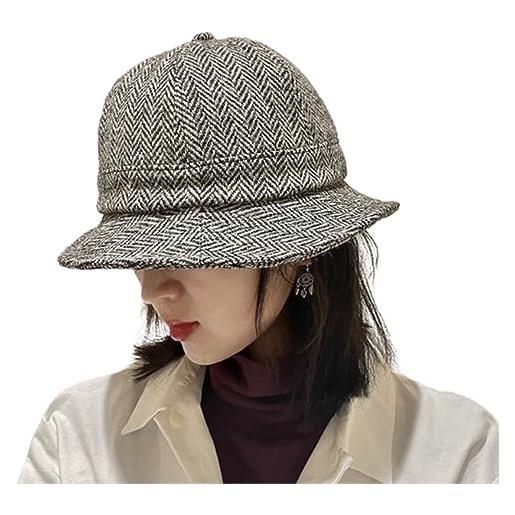 TAILORMAP harris tweed 100% lana bucket hat - berretto invernale da donna, arancione, 56 eu