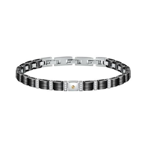 Morellato bracciale uomo, collezione gold, in acciaio, oro 18 carati, cristalli, ceramica - satm15