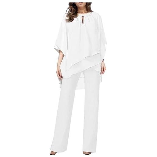 Generico tuta donna elegante cerimonia 2 pezzi completi di pantaloni a gamba larga moda vestito casual completi senza maniche tinta unita set completo sexy formale playsuit chic per matrimoni e feste