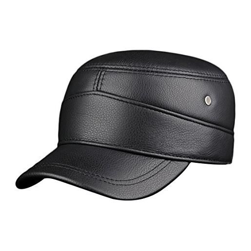 Icegrey uomo cappellino da baseball in pelle con paraorecchie sportivo berretto con visiera invernale berretto nero xxl