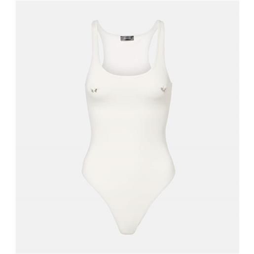 Mugler body in cotone con applicazioni
