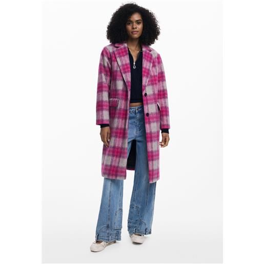 Desigual cappotto tartan rosa