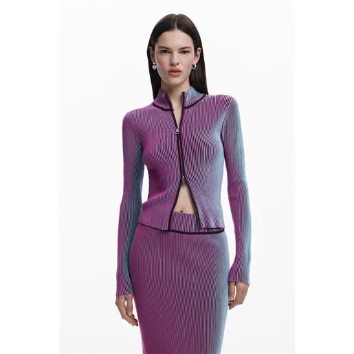 Desigual cardigan con cerniera a righe verticali