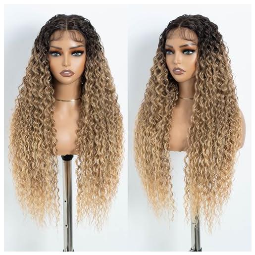 Style Icon long deep wave sintic lace front wig for women 30 inch long curly wig middle part front wig (tat 6/30w/26j)