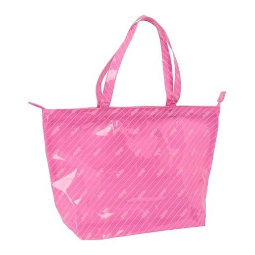 Safta barbie logomania rosa - borsa shopping, borsa da donna, shopping bag, comodo e versatile, qualità e resistenza, 54 x 17 x 35 cm, colore rosa, rosa, estándar, casual
