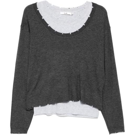 b+ab top in maglia con design a strati e orli a taglio vivo - grigio
