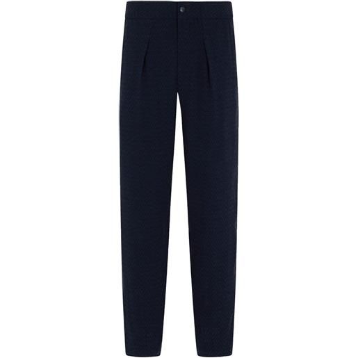 Giorgio Armani pantaloni con motivo a zigzag - blu