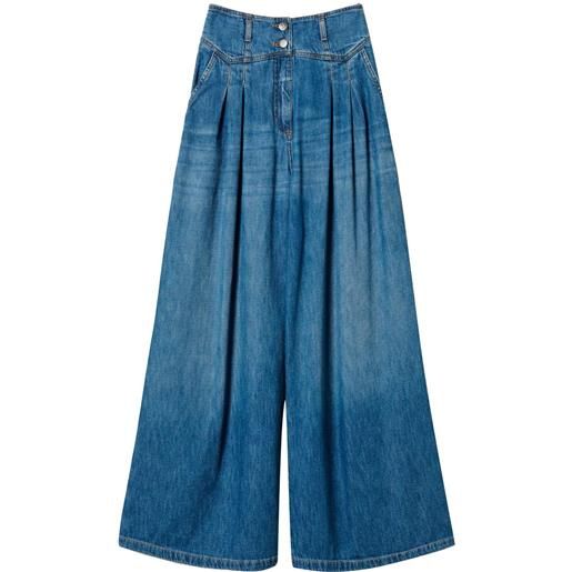 TWINSET jeans a gamba ampia con pieghe - blu