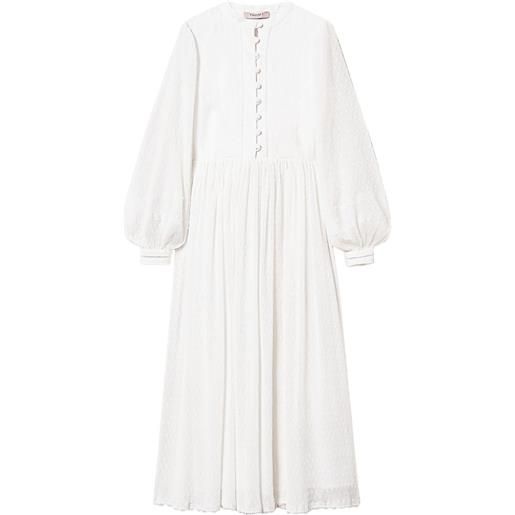 TWINSET abito lungo plumetis in lino - bianco