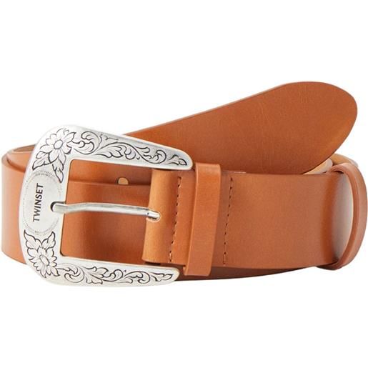 TWINSET cintura in pelle craquelé con fibbia texana