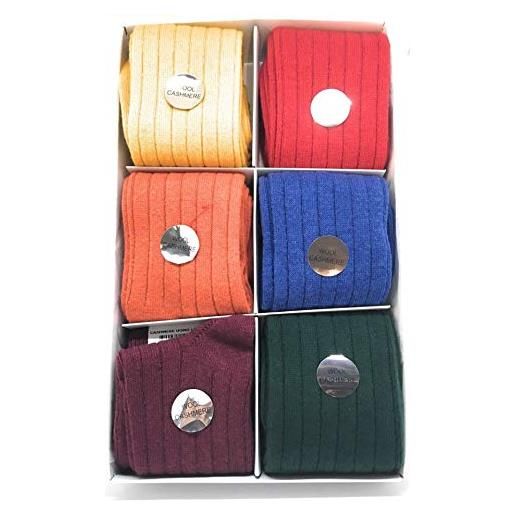 Punto calze lunghe di cashmere tinta unita e/o fantasia made in italy (assortiti colori chiari, 6)