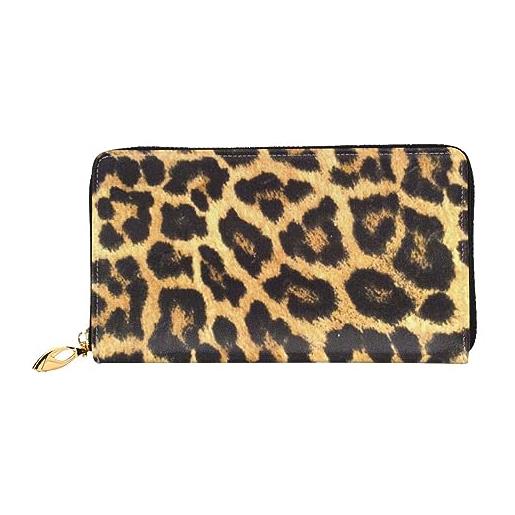 COEQINE Portafogli da donna rosa leopardato cuore nero in pelle