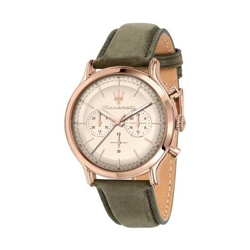 Maserati orologio uomo, cronografo, analogico, cinturino in pelle, impermeabile, collezione epoca, regalo uomo - r8871633007