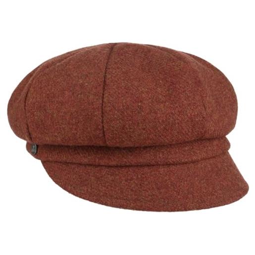 LIERYS berretto newsboy shetland wool donna - made in italy cappellino da berretti con visiera cappello baker boy visiera, fodera inverno autunno/inverno - taglia unica ruggine