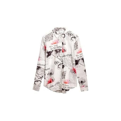 Desigual maglietta da donna a maniche lunghe blouse, bianco, xs