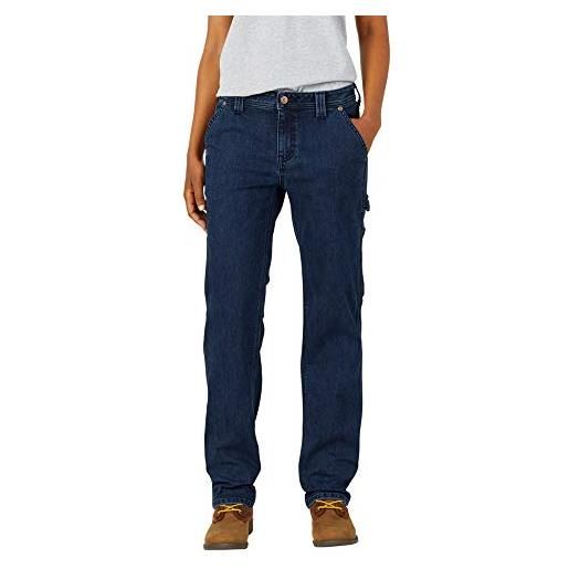 Dickies donna, pantaloni carpenter in denim, taglio dritto, lavaggio pietra scura, 8/regular