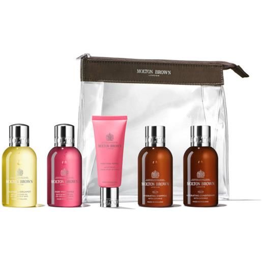 Molton Brown the revived voyager body & hair carry-on bag 2 x 100 ml gel doccia + 100 ml shampoo + 100 ml balsamo + 40 ml crema mani - 2 x 100 ml gel doccia + 100 ml shampoo + 100 ml balsamo + 40 ml crema mani
