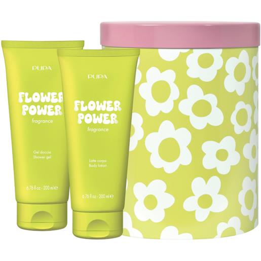 Pupa happybox kit 1 flower power 200 ml latte corpo + 200 ml gel doccia - 200 ml latte corpo + 200 ml gel doccia