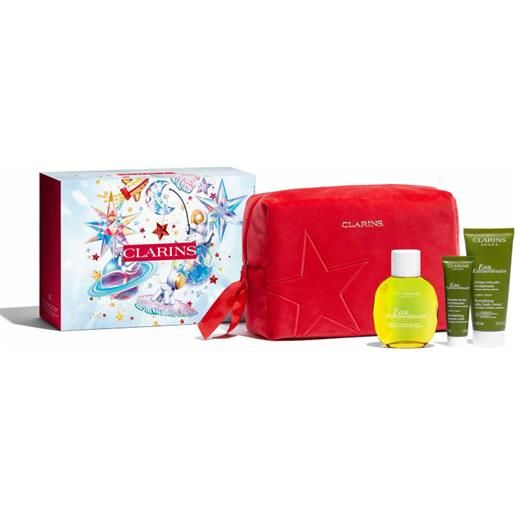 Clarins aroma eau extraordinaire - acqua di trattamento cofanetto 100 ml acqua di trattamento + 30 ml latte doccia + 100 ml crema corpo - 100 ml acqua di trattamento + 30 ml latte doccia + 100 ml crema corpo