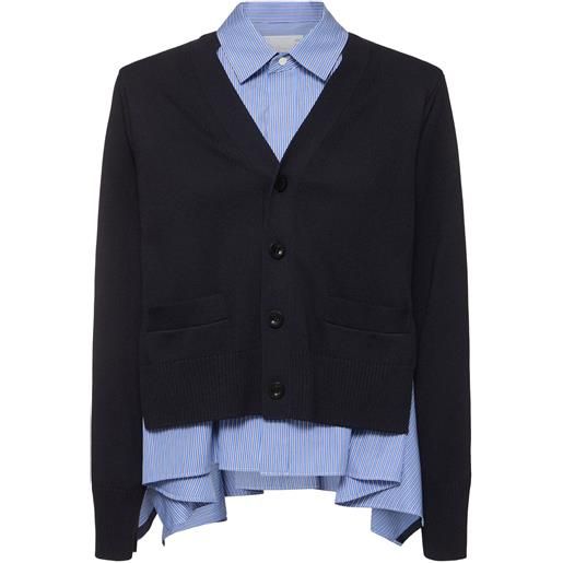 SACAI cardigan in maglia di popeline di misto cotone