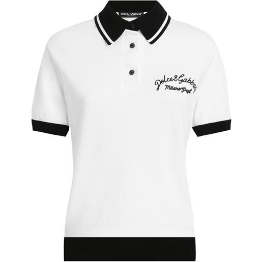 Dolce & Gabbana polo in cotone con ricamo - bianco